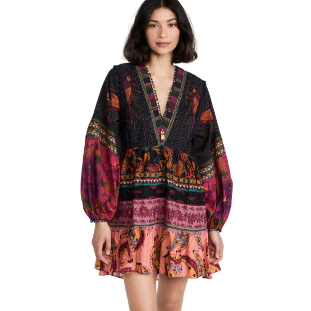 FARM Rio Mixed Patchwork Mini Dress